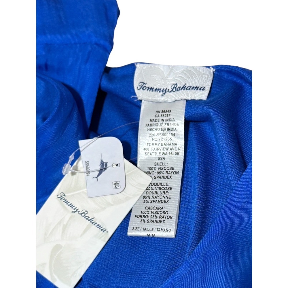 Tommy Bahama NWT Blue Sleeveless Dress M Flowy Asymmetrical Hem  Resort Vacation - Picture 7 of 7